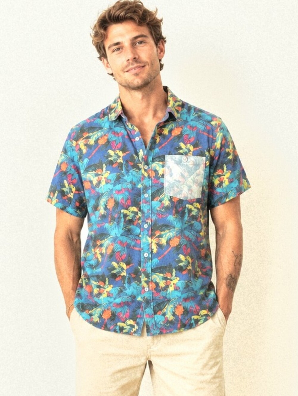 Modern Amusement Tropical Floral Short Sleeve Shirt Hawaiian Surf XL